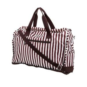 Henri Bendel Brown and White Striped Travel Bag